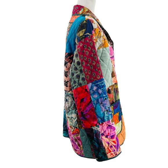 220 Hickory Silk Patchwork Multicolor Quilted Reversible Jacket Women Sz M - Picture 5 of 15